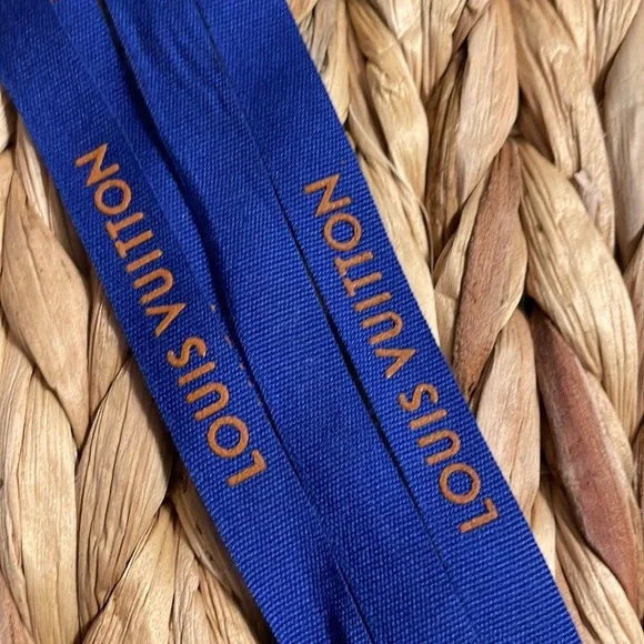 Louis Vuitton Ribbon, 95in blue with orange lettering - Picture 2 of 4